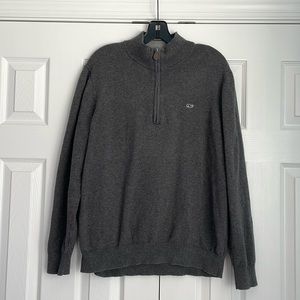 Vineyard Vines Men’s Gray Quarter Zip Up Sweater with Cashmere
